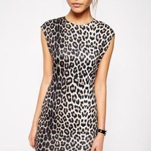 ASOS Bodycon Scuba Leopard Sleeveless Dress Size 4